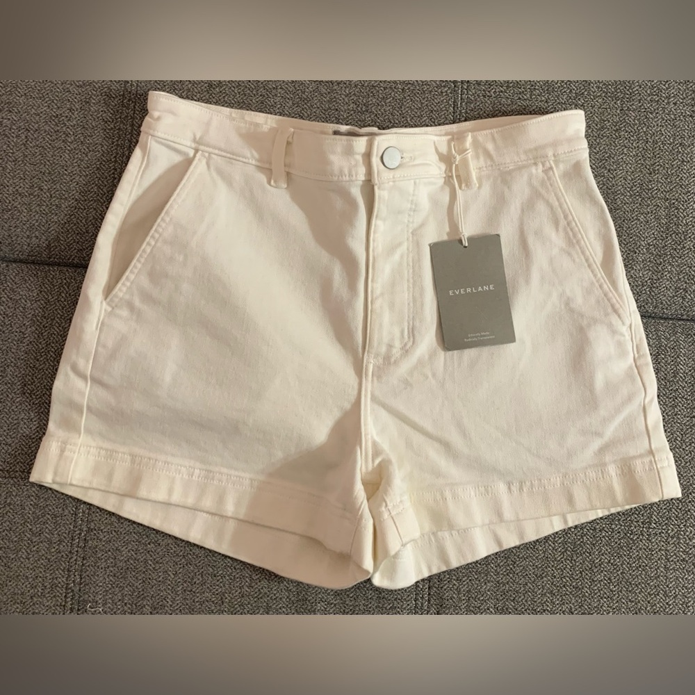 Everlane Bone High-Rise Cotton Twill Shorts